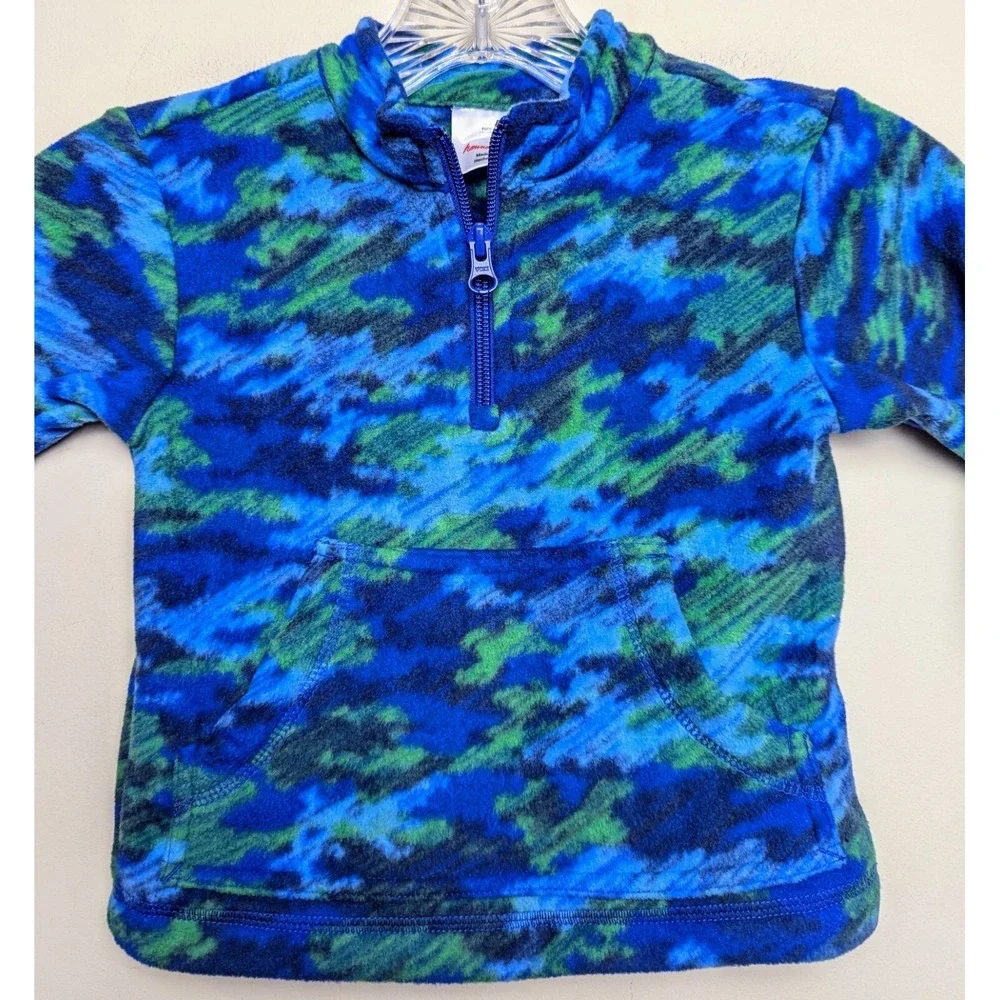 Hanna Andersson‎ Blue Camo Half Zip Fleece Pullover Sweater Size 2T New NWT